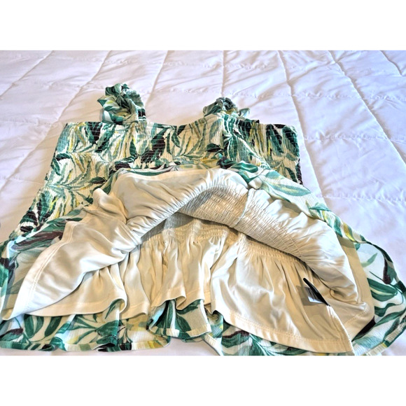 Torrid Womens SZ 2X Teal Smocked Top NEW Ruffle Peplum Tank Boho Tropical Floral - Picture 8 of 9